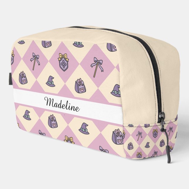Magic Academy Wizard School Name Travel  Pink Dopp Kit (Right Corner)