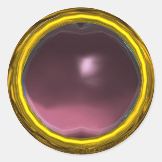 MAGIC AMETHYST , bright vibrant yellow purple pink Classic Round Sticker (Front)