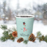 Magic and Wonder Christmas Snowman Mint ID440 Paper Cups<br><div class="desc">Beautiful Christmas paper cup design featuring a stylised snowman framed in white on a mint green background scattered with snowflakes and stars. Elegant trendy typography of 'Magic and Wonder' completes the design. Add your name to personalise if preferred. Search ID440 to see other coordinating products and additional colour options for...</div>