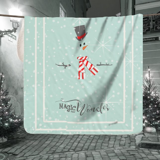 Magic and Wonder Christmas Snowman Mint ID440 Sherpa Blanket (Creator Uploaded)