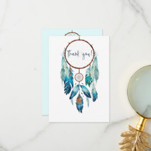 Magic Aquamarine Dreamcatcher Baby Shower Thank You Card