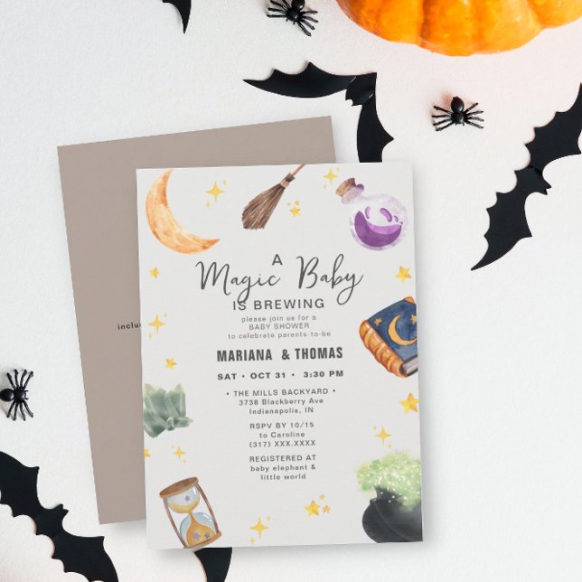 Magic Baby Brewing Neutral Halloween Baby Shower Invitation (Creator Uploaded)