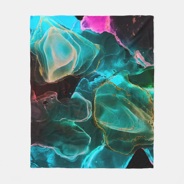 Magic Background. Hand Paint. Flow Creativity Wate Fleece Blanket (Front)