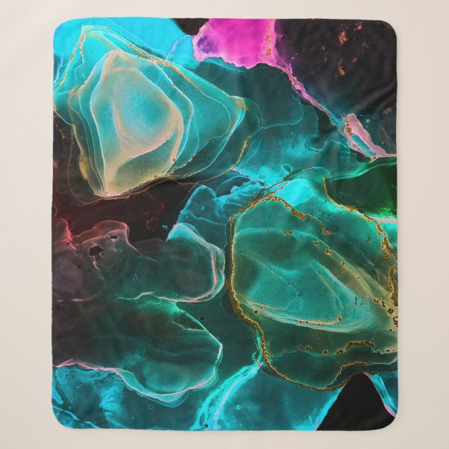Magic Background. Hand Paint. Flow Creativity Wate Sherpa Blanket (Front)
