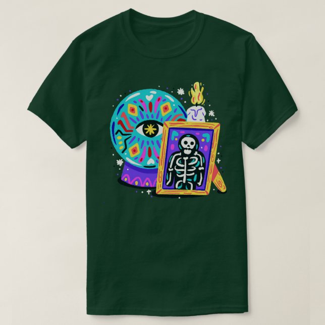 Magic Ball Skeleton Halloween T-Shirt (Design Front)