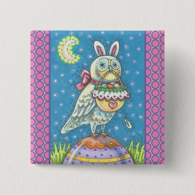 MAGIC BARN OWL & EASTER BASKET, HOLIDAY BUTTON Squ (Front)