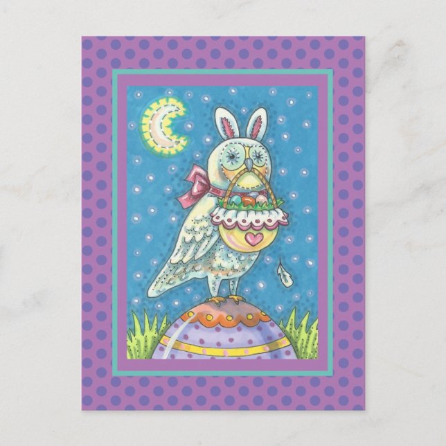 MAGIC BARN OWL & EASTER BASKET, HOLIDAY POSTCARD (Front)