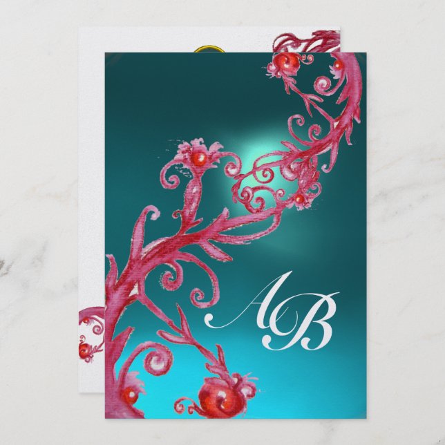 MAGIC BERRIES 3,MONOGRAM agate blue ice Invitation (Front/Back)