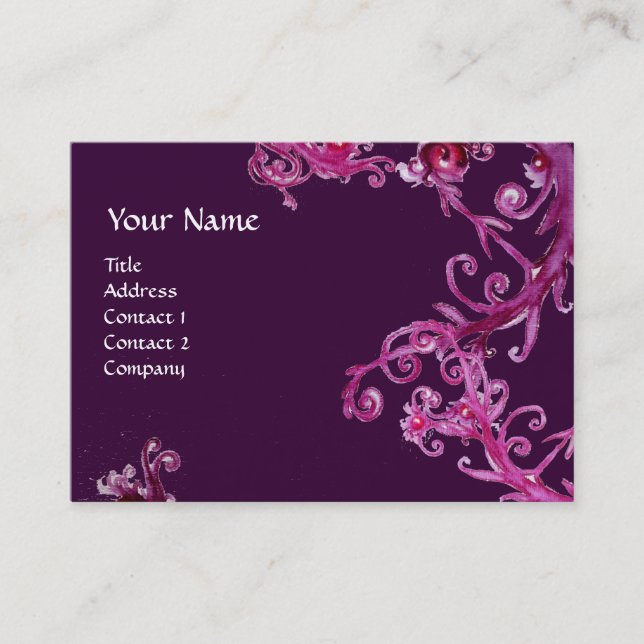MAGIC BERRIES 3 MONOGRAM black purple red white Business Card (Front)