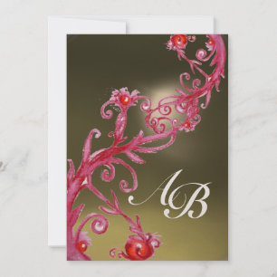 MAGIC BERRIES 3,MONOGRAM red agate champagne Invitation