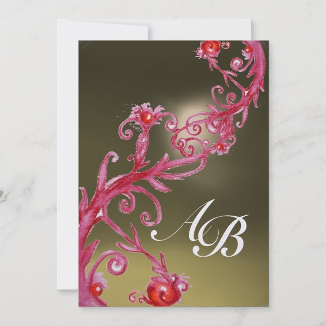 MAGIC BERRIES 3,MONOGRAM ruby ice Invitation (Front)