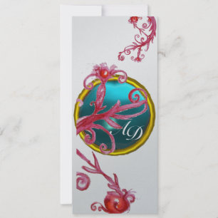 MAGIC BERRIES 4,MONOGRAM blue red purple silver Invitation