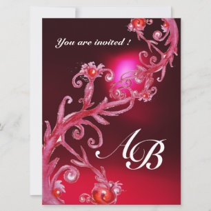 MAGIC BERRIES 4,MONOGRAM red burgundy Invitation