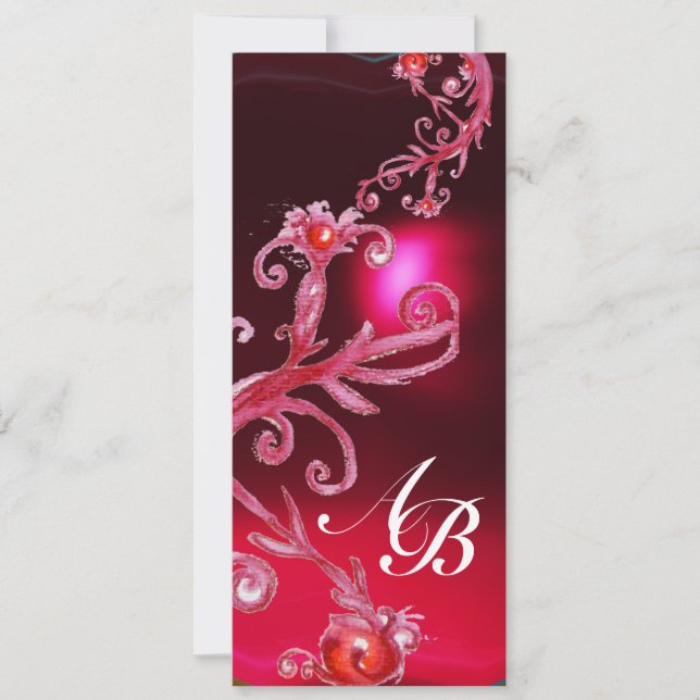 MAGIC BERRIES 4,MONOGRAM red burgundy Invitation (Front)