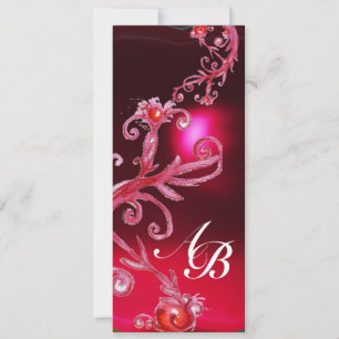 MAGIC BERRIES 4,MONOGRAM red burgundy Invitation