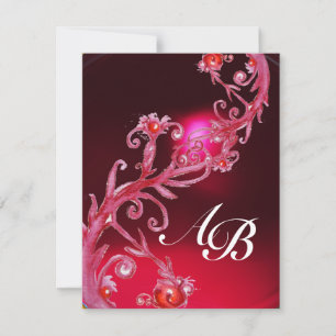 MAGIC BERRIES 4,MONOGRAM red burgundy Invitation