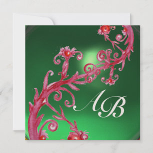 MAGIC BERRIES 4,MONOGRAM red jade champagne Invitation