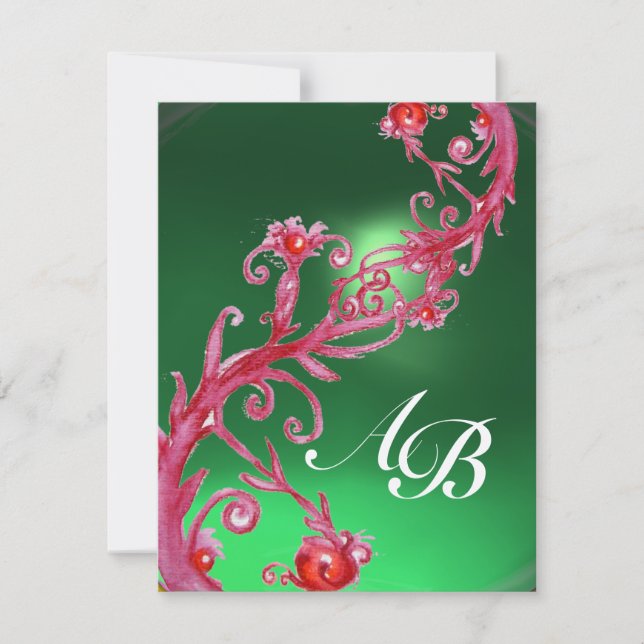 MAGIC BERRIES 4,MONOGRAM red jade champagne Invitation (Front)