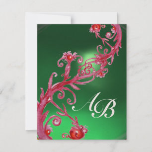 MAGIC BERRIES 4,MONOGRAM red jade champagne Invitation