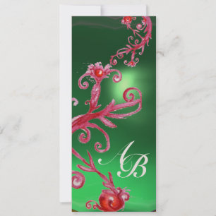MAGIC BERRIES 4,MONOGRAM red jade gold Invitation