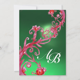 MAGIC BERRIES 4,MONOGRAM red jade Invitation