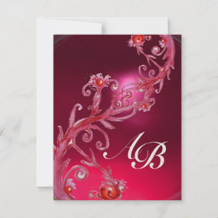 MAGIC BERRIES 4,MONOGRAM red ruby gold Invitation