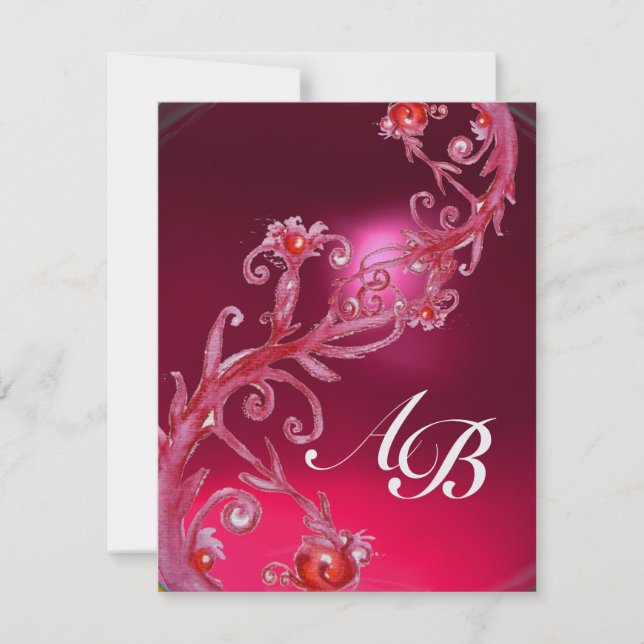 MAGIC BERRIES 4,MONOGRAM red ruby ice Invitation (Front)