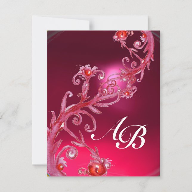 MAGIC BERRIES 4,MONOGRAM red ruby Invitation (Front)