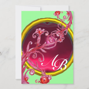 MAGIC BERRIES 4,MONOGRAM red ruby Invitation