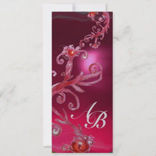 MAGIC BERRIES 4,MONOGRAM red ruby white silver Invitation