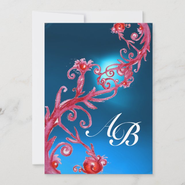 MAGIC BERRIES 4,MONOGRAM red sapphire champagne Invitation (Front)