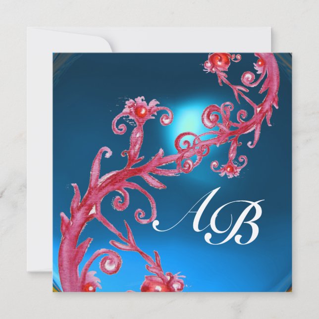 MAGIC BERRIES 4,MONOGRAM red sapphire gold Invitation (Front)