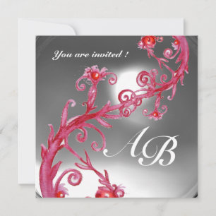 MAGIC BERRIES 4,MONOGRAM red white crystal Invitation