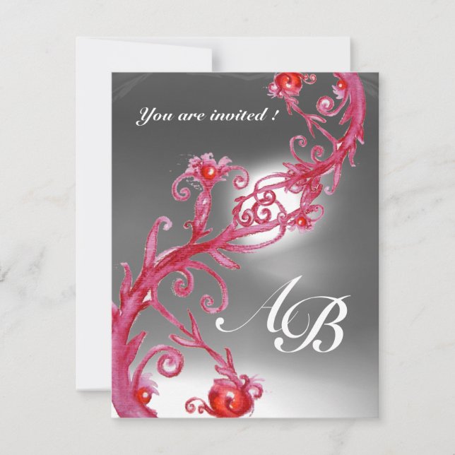 MAGIC BERRIES 4,MONOGRAM red white crystal Invitation (Front)