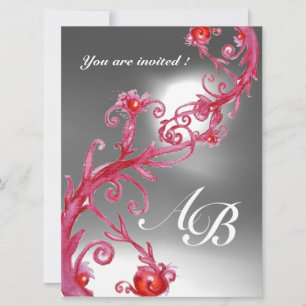 MAGIC BERRIES 4,MONOGRAM red white crystal Invitation
