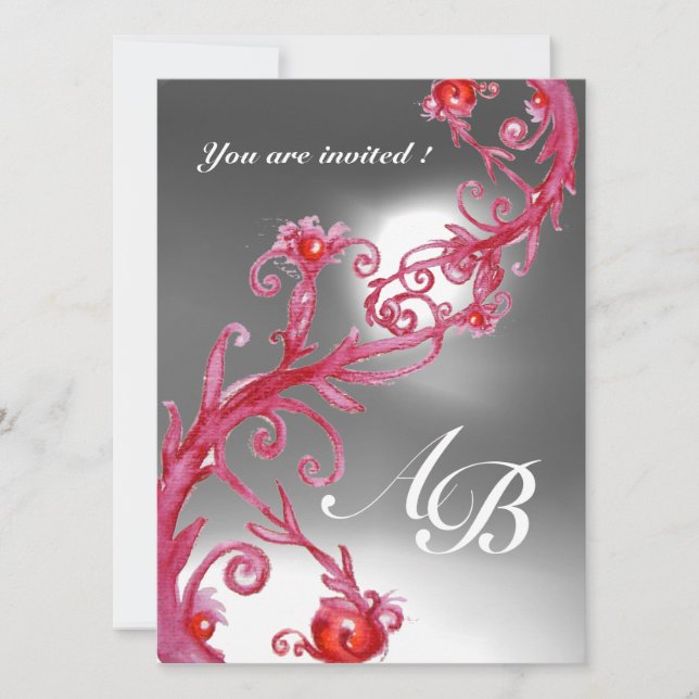 MAGIC BERRIES 4,MONOGRAM red white crystal Invitation (Front)