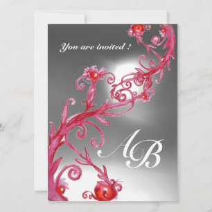 MAGIC BERRIES 4,MONOGRAM red white crystal Invitation