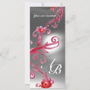 MAGIC BERRIES 4,MONOGRAM red white crystal Invitation