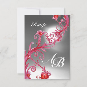 MAGIC BERRIES 4,MONOGRAM red white crystal rsvp Invitation