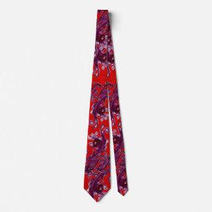 MAGIC BERRIES Fantasy Red Purple Floral Swirs Tie