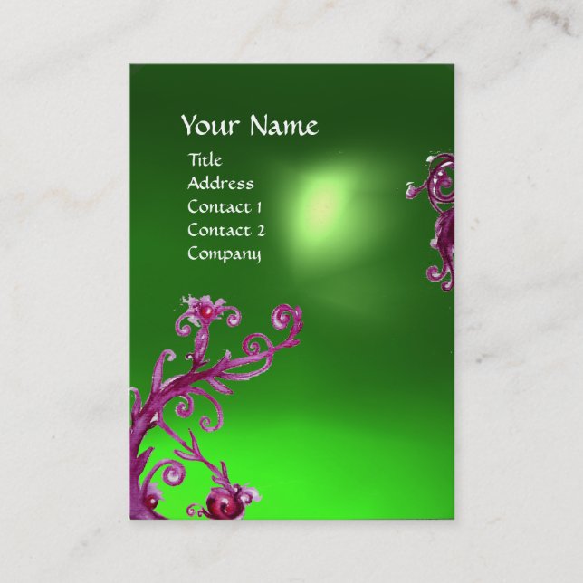 MAGIC BERRIES GREEN EMERALD MONOGRAM BUSINESS CARD (Front)