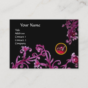 MAGIC BERRIES MONOGRAM black gem red burgundy Business Card