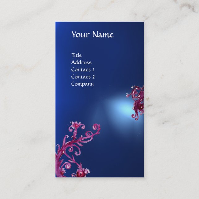 MAGIC BERRIES MONOGRAM blue Business Card (Front)