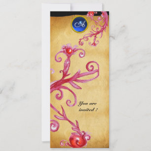 MAGIC BERRIES  MONOGRAM,  blue Invitation