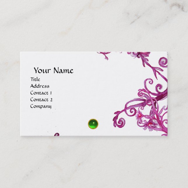 MAGIC BERRIES  MONOGRAM gem green  white Business Card (Front)