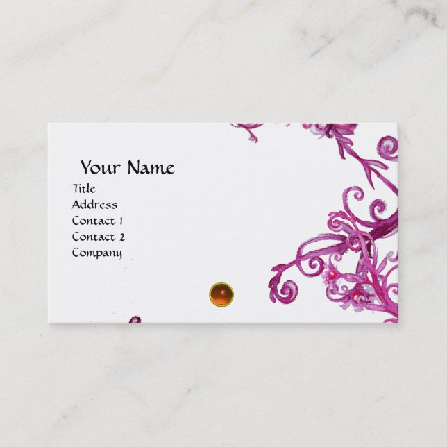 MAGIC BERRIES  MONOGRAM gem orange  white Business Card (Front)