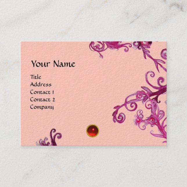 MAGIC BERRIES  MONOGRAM gem red Business Card (Front)