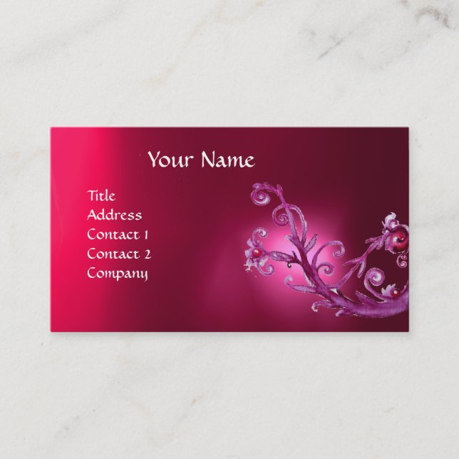 MAGIC BERRIES MONOGRAM GEM ruby pink Business Card (Front)