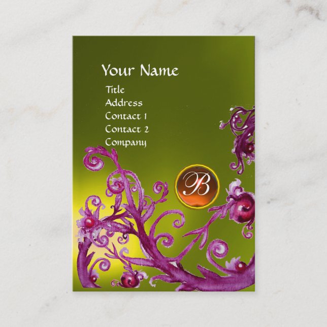 MAGIC BERRIES MONOGRAM GEM topaz yellow orange Business Card (Front)