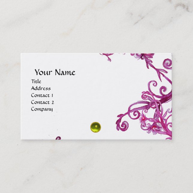 MAGIC BERRIES  MONOGRAM gem yellow  white Business Card (Front)